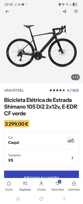 Bicicleta  eletrica estrada  Van Rysel  Carbono