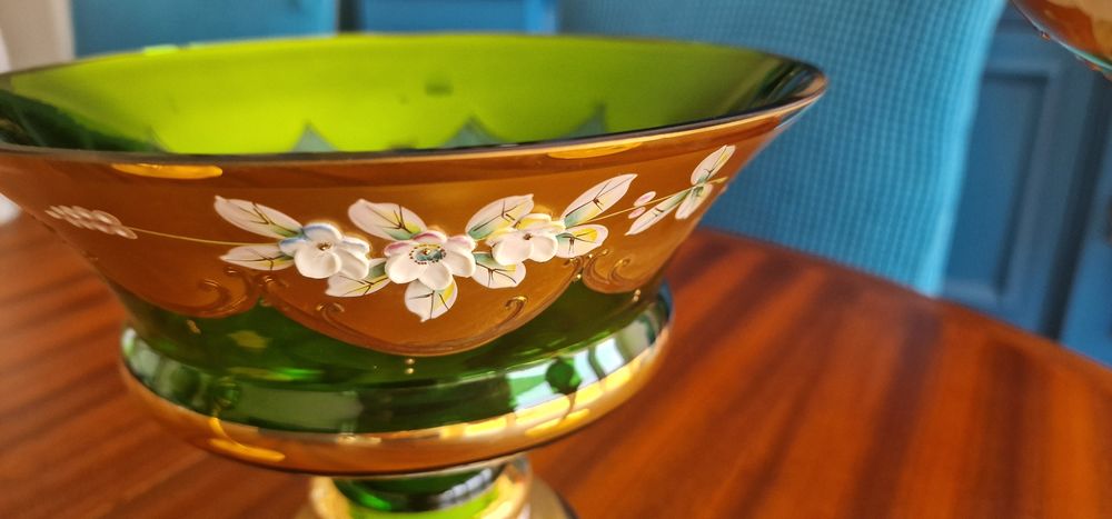 Castiçais e Fruteira Vidro de Murano 18K