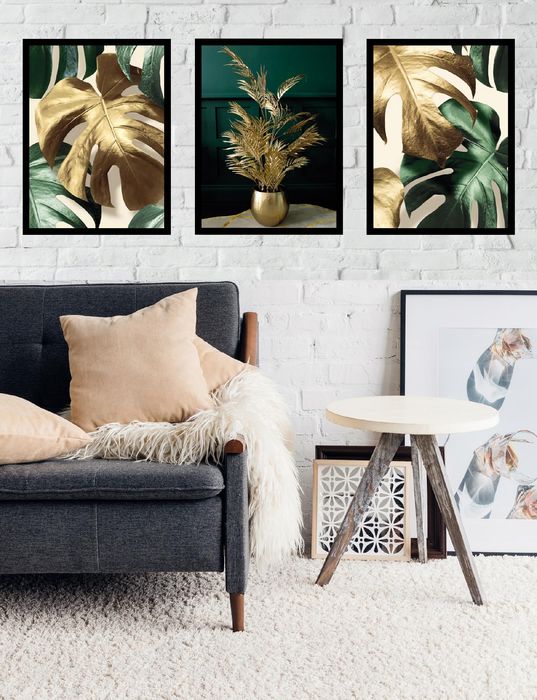 30x40 obrazy w ramie plakaty ramka ZŁOTA MONSTERA