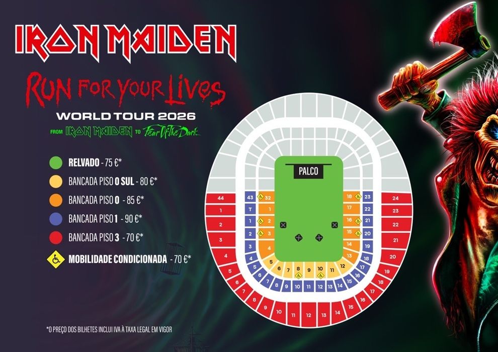 Bilhete Iron Maiden bancada 0 setor 18
