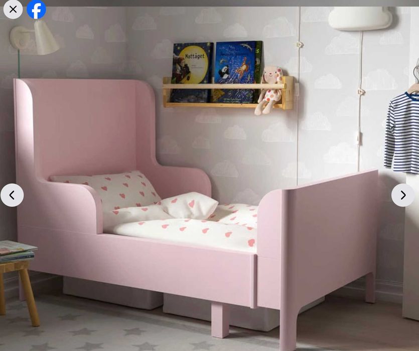 Cama Extensível IKEA BUSUNGE (Rosa) + Colchão INNERLIG