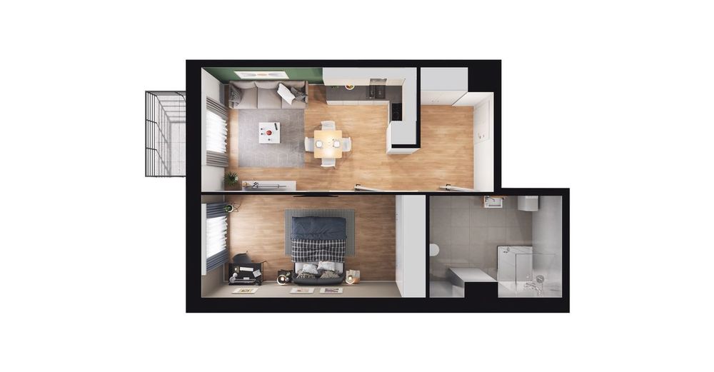 2-pokojowe mieszkanie 46m2 + balkon Bezpośrednio