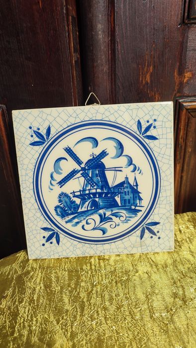 Kafel niebieski w stylu Delft wiatrak