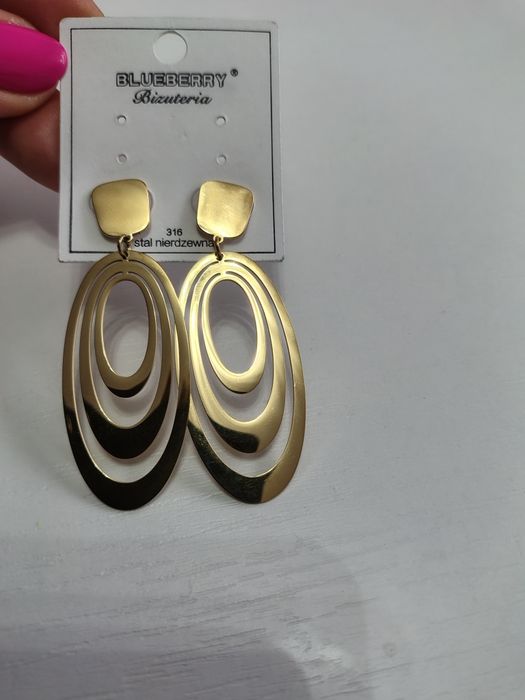 Złote kolczyki Blueberry stał chirurgiczna 316L