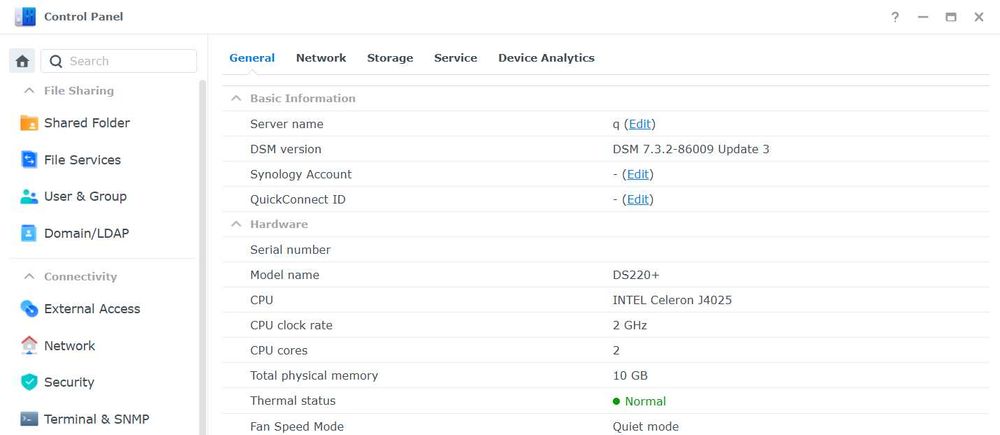 Synology DS220+ 10GB RAM (DualCore CPU, Docker) DSM 7.3