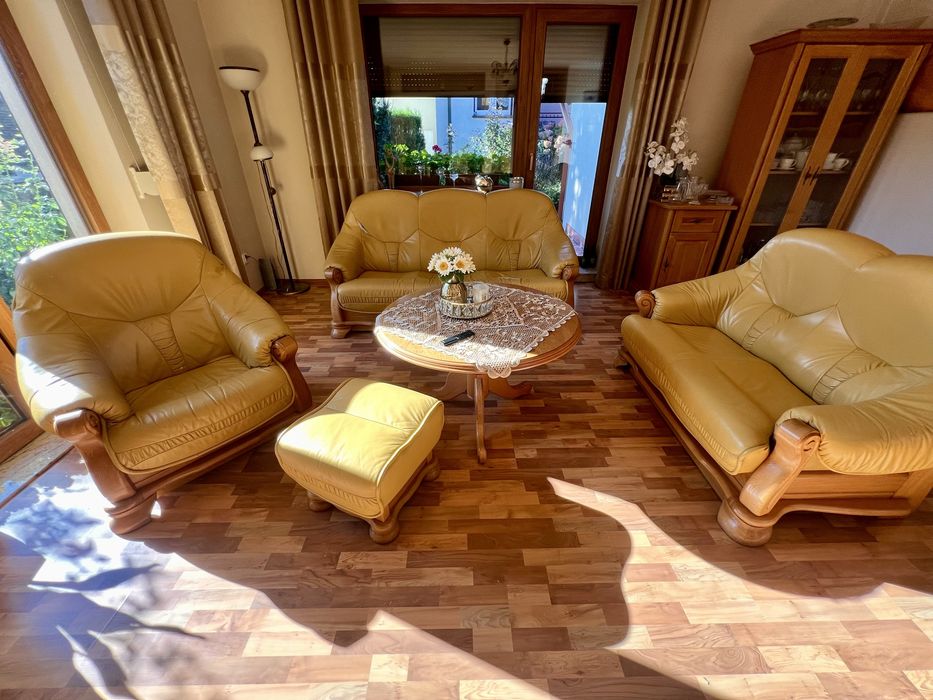 Komplet wypoczynkowy KLER skóra sofa  zestaw