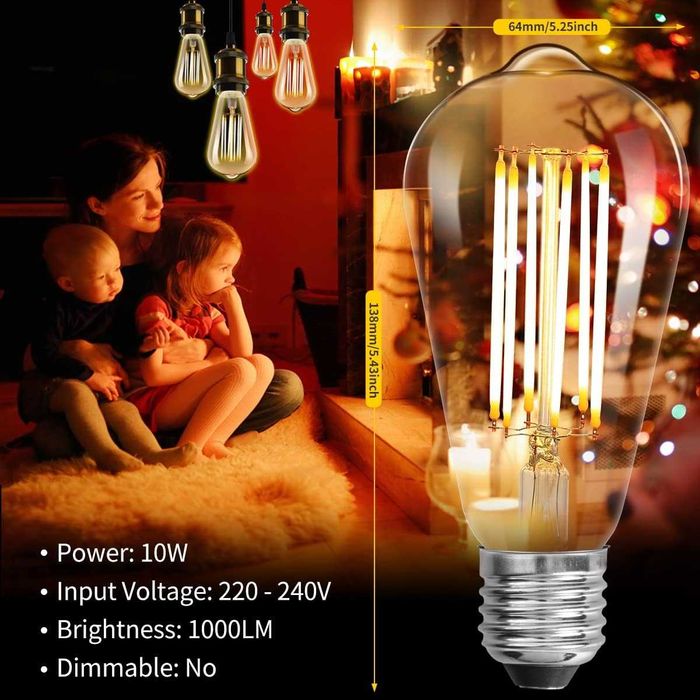 Żarówki LED 10 W  E27  (ekwiwalent 100 W) 1000 lm, ciepłe białe 2700 K