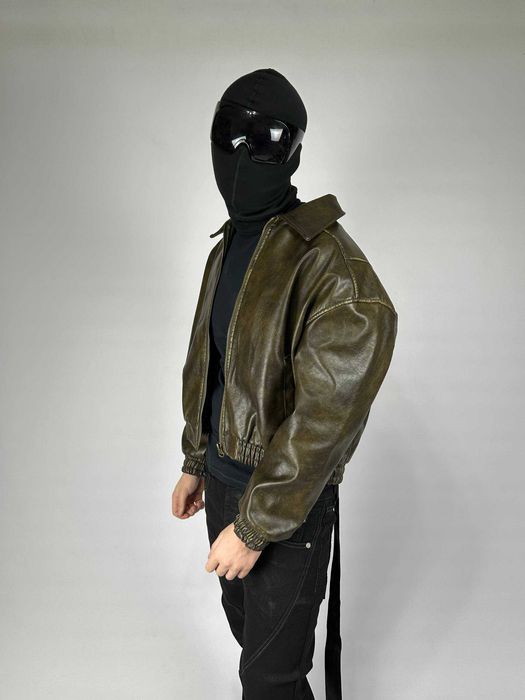 Бомбер коричневий куртка курточка opium archive jacket шкіряна