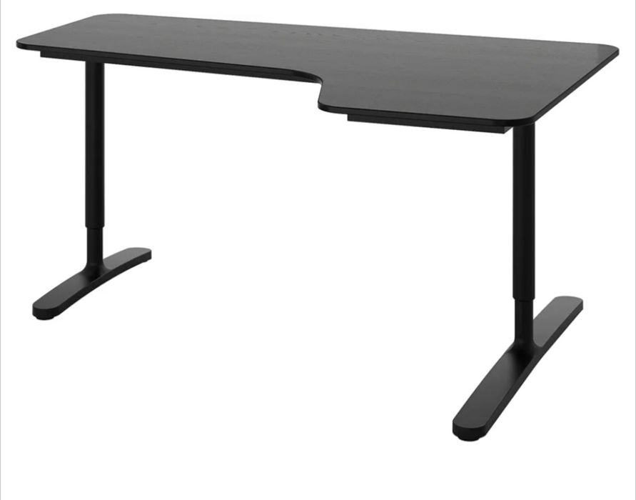 Ikea BEKANT corner desk right, 160x110cm, black stained ash veneer/bla