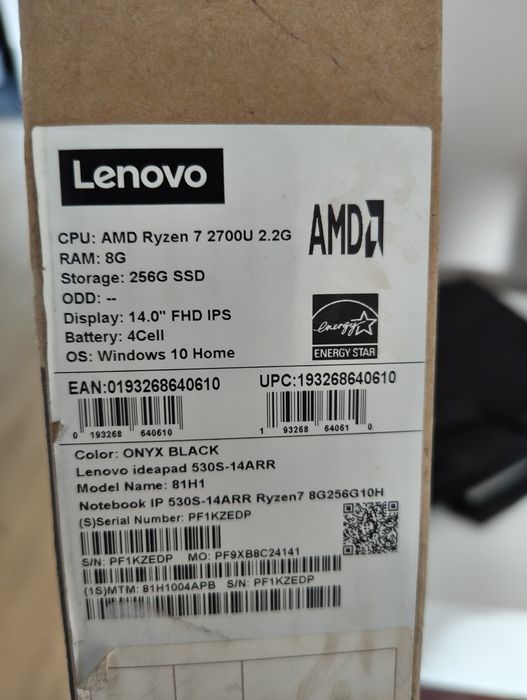 Laptop Lenovo, Ryzen7 2700U, 14"