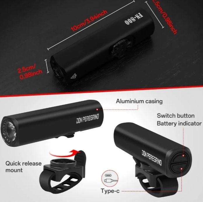 Luzes de bicicleta Don Peregrino Sn -800, luz dianteira 800