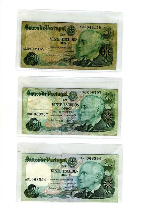 Colecção de 15 notas antigas de Portugal