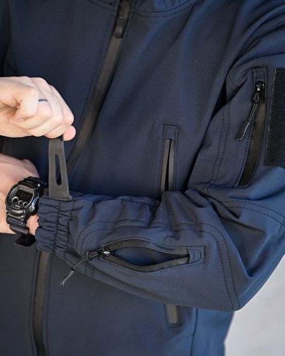 Тактична куртка Soft Shel синій демісезон на флісі / куртка софтшел