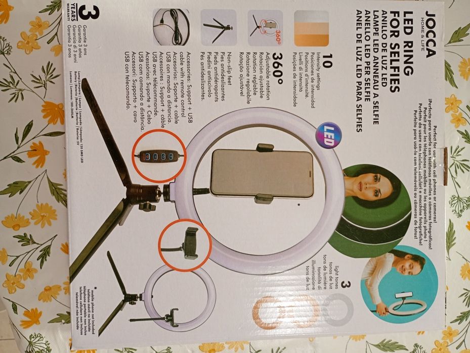 Anel de luz LED para selfies. Novo