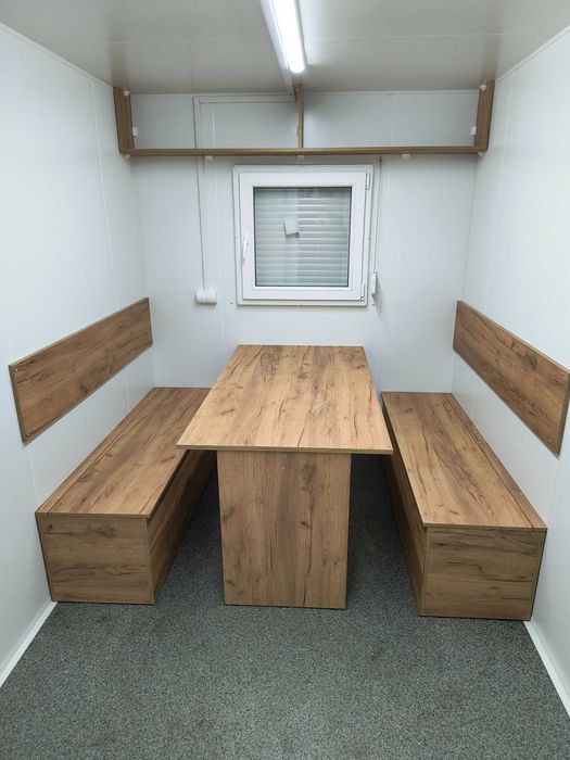 przyczepa SOCJALNA - kontener socjalny- BIURO - 750 kg - ławy + stół -