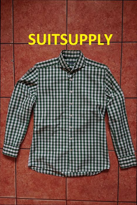 Koszula Suitsupply suit supply gingham vichy kratka Albiate r. 41 L extra slim fit cutaway włoski