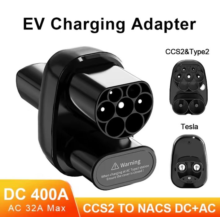 Адаптер швидкої зарядки CCS2 - Tesla NACS | 400A 250кВт AC/DC | Для Tesla USA Model 3, Y, S, X | Supercharger Ready