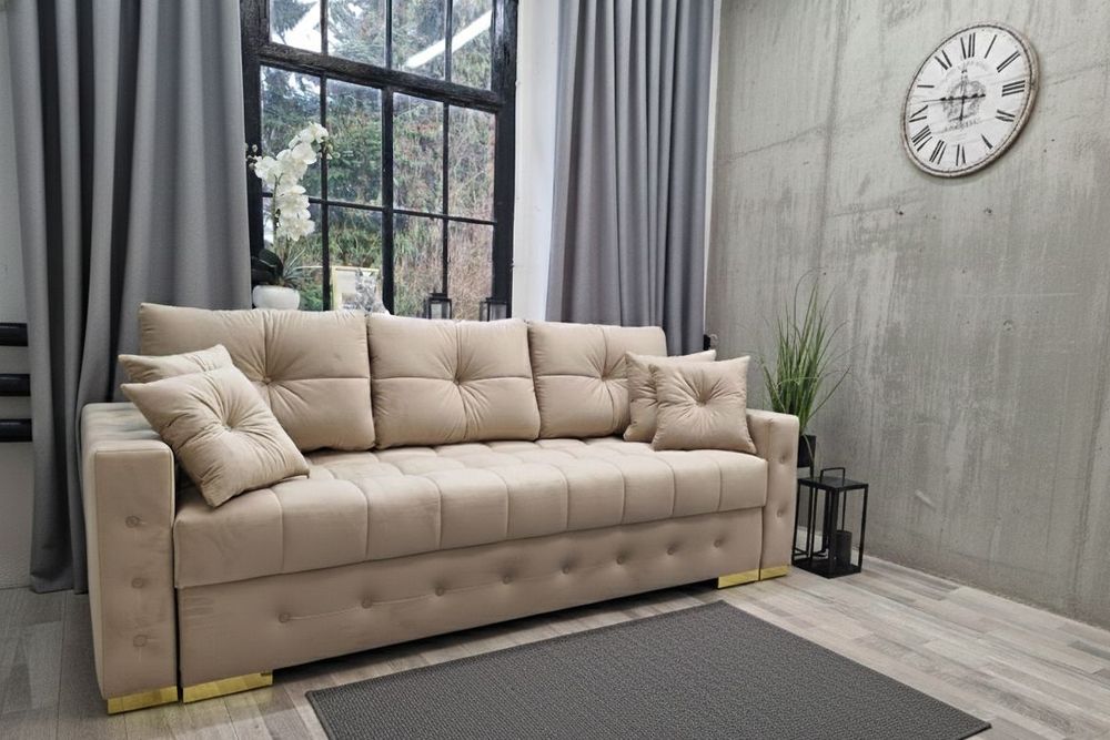 Kanapa Sofa Samara glamour  rozkładana welur sprężyny