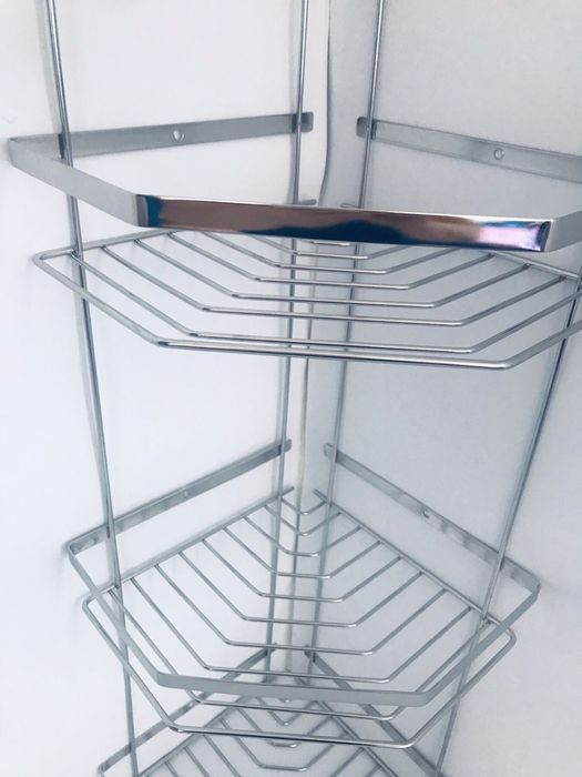 Угловая тройная полочка для ванной и душевой  20х20 (100% нержавейка)