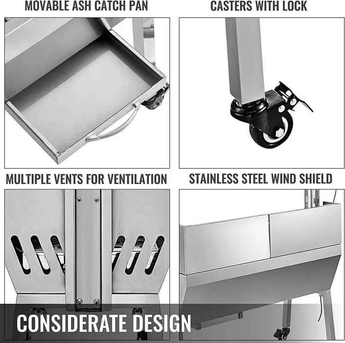 Grelhador Inox 65kg Assador Fogareiro Grelhador de pernil porco