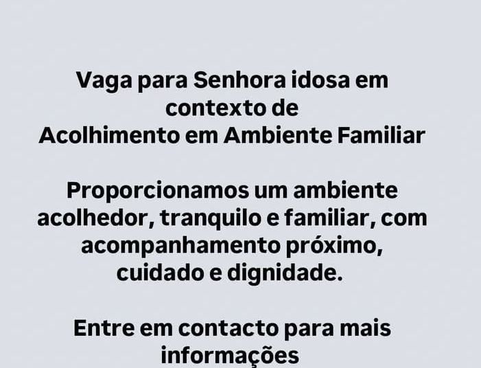 Vaga para senhora no contexto familiar de acolhimento