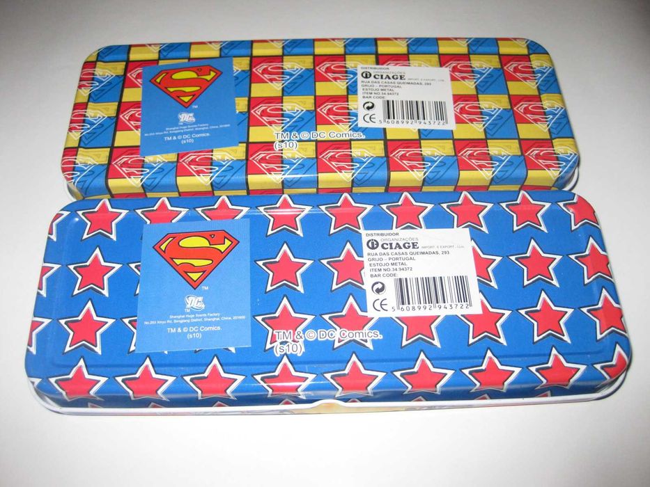 2 Estojos de Metal do "Super Homem" Novos!