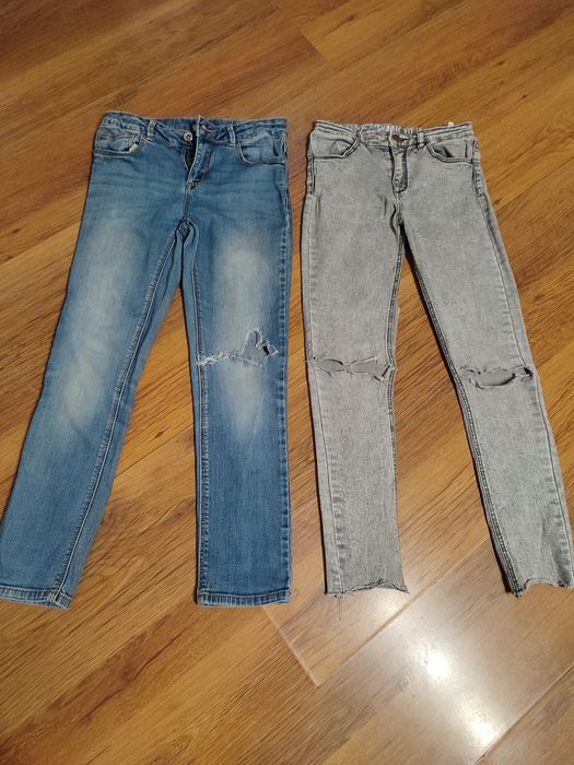 2x Spodnie jeansy dla dziewczynki Zara kids i h&m rozmiar 140 9-10lat