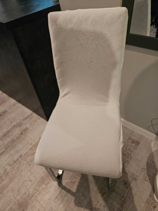 Pokrowce na krzesła miękkie welurowe białe 4 sztuki komplet