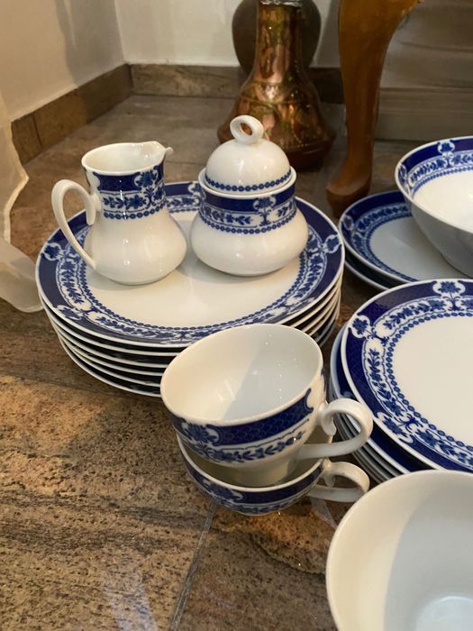 Роскошный столово-чайный сервиз Schumann Arzberg «Frederico», кобальт