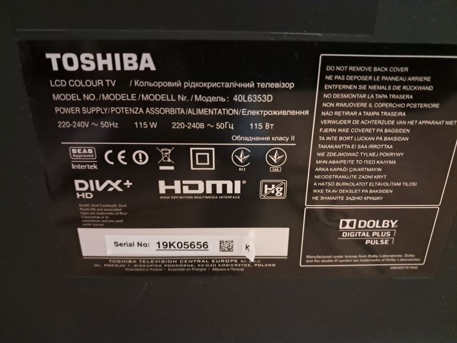 Telewizor 40 cali Toshiba 40L6353D