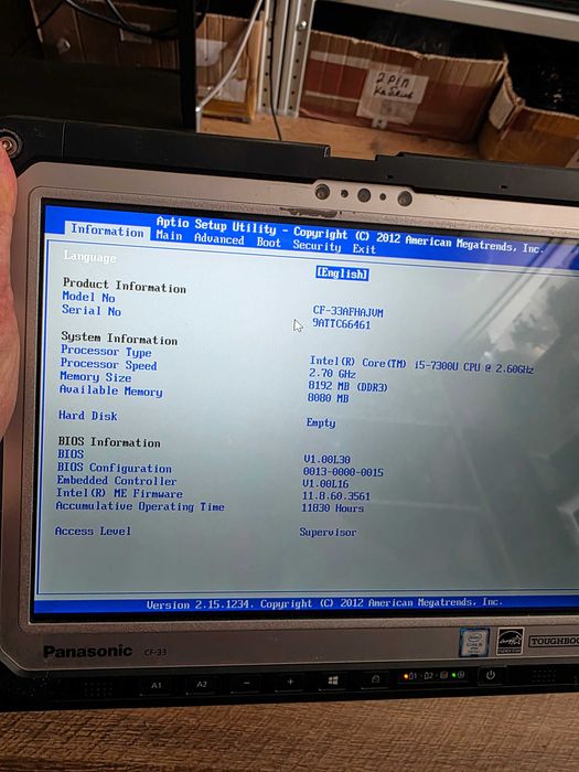 НЕ комплектний захищений планшет Panasonic CF-33 на запчастини i5-7300