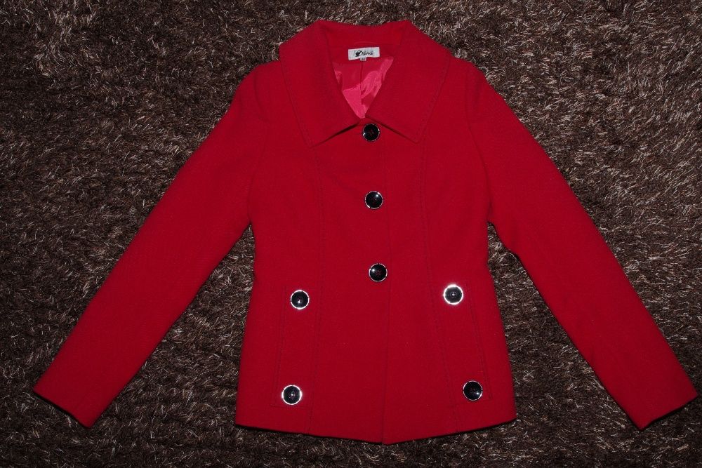 żakiet czerwony na podszewce przejściowy damski