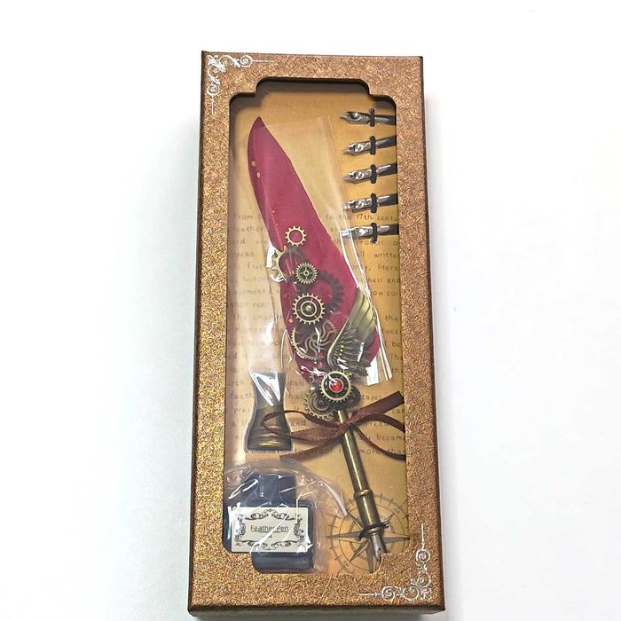 Conjunto de caligrafia com caneta de aparo de penas