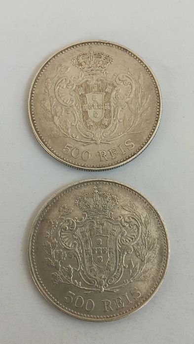 2 moedas de prata 916,6.de 500 réis D.Manuel