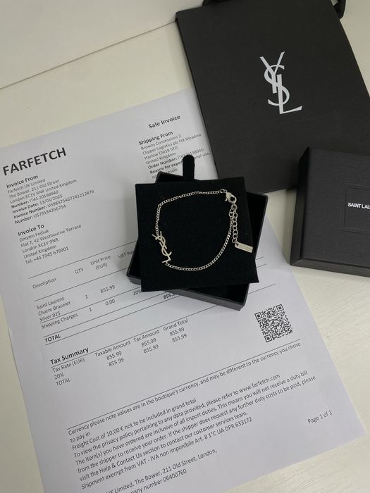 Чоловічий браслет YSL | Срібний ланцюжок на руку Saint Laurent