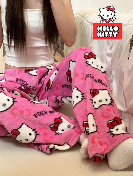 Штани hello kitty | Плюшеві штани | Піжамні штани