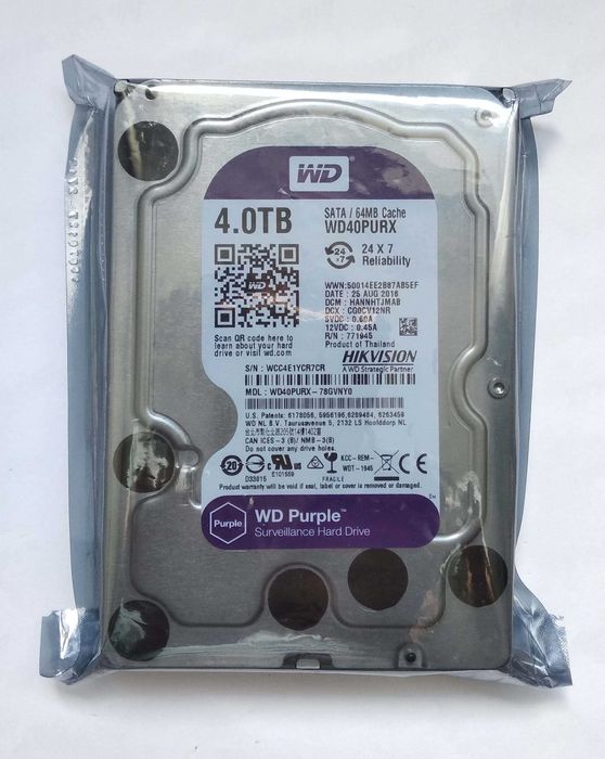 WD Purple 4TB (Новый, запечатан) для видеонаблюдения