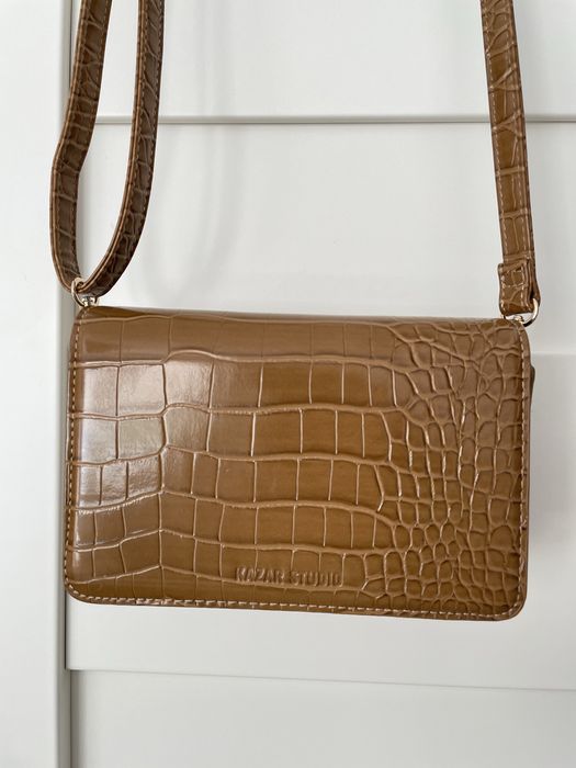 Kazar Torebka Krokodyl Brązowa Karmelowa Czekoladowa Crossbody