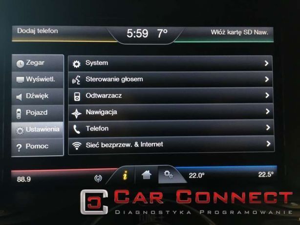 FORD Sync 2 z USA język polski przestrojenie radia nawigacji świateł