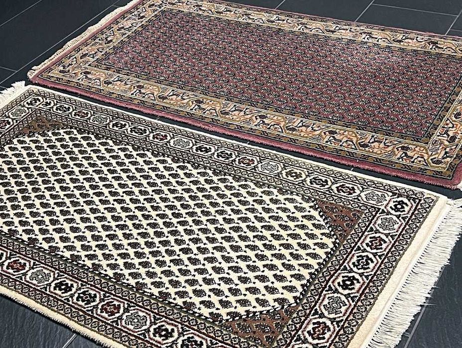 Dois Tapetes Persas SAROUGH MIR originais, com 140cm x 70cm, feitos à mão em lã sobre algodão