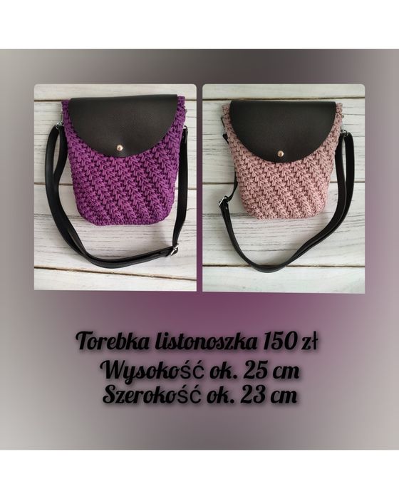 Torebka listonoszka szydełkowaHandemadeRękodzieło