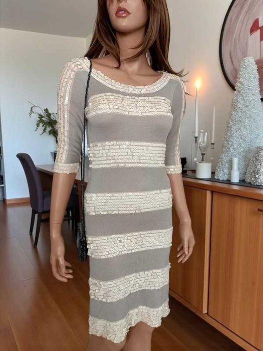 frenchconnection elegancka cekinowa świąteczna  sparkle shimmer dress