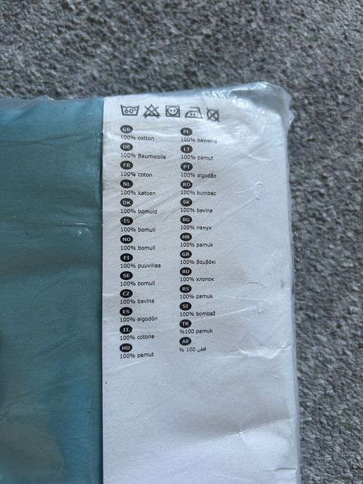 IKEA Gaspa Komplet pościeli 150x200 / 50x60 cm NOWA turkus satynowa pościel