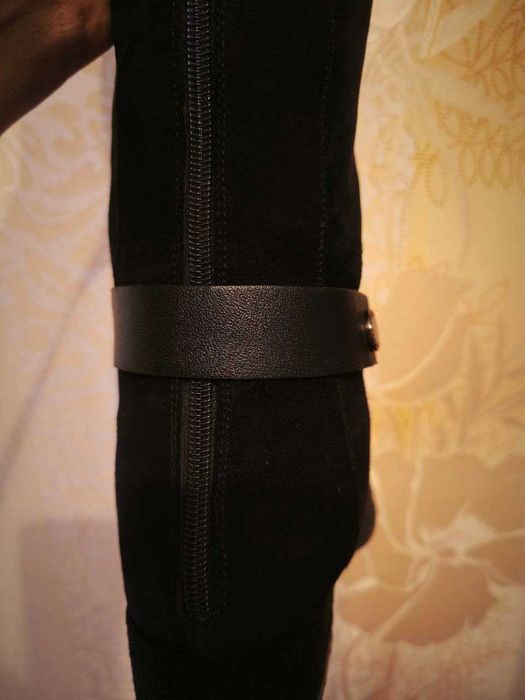 Стильні жіночі чобітки ботфорти, замшеві, осінь - весна, розмір 40