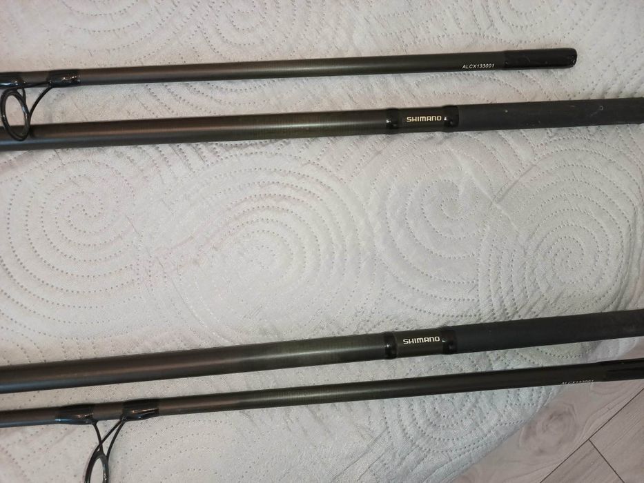 Wędki na dużą rybę Shimano,  kołowrotki, sygnalizator brań