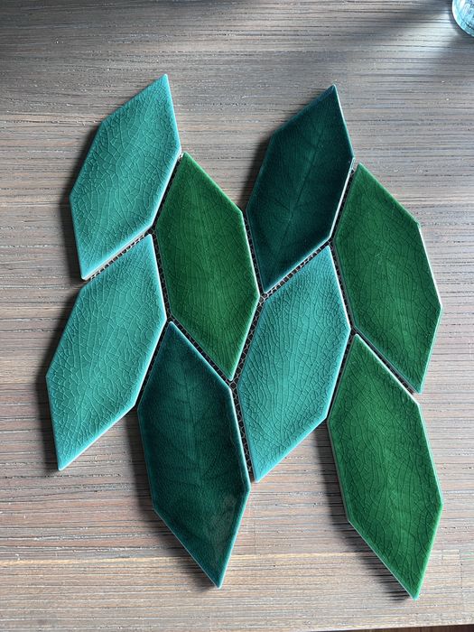 Raw decor green leaves mozaika ceramiczna