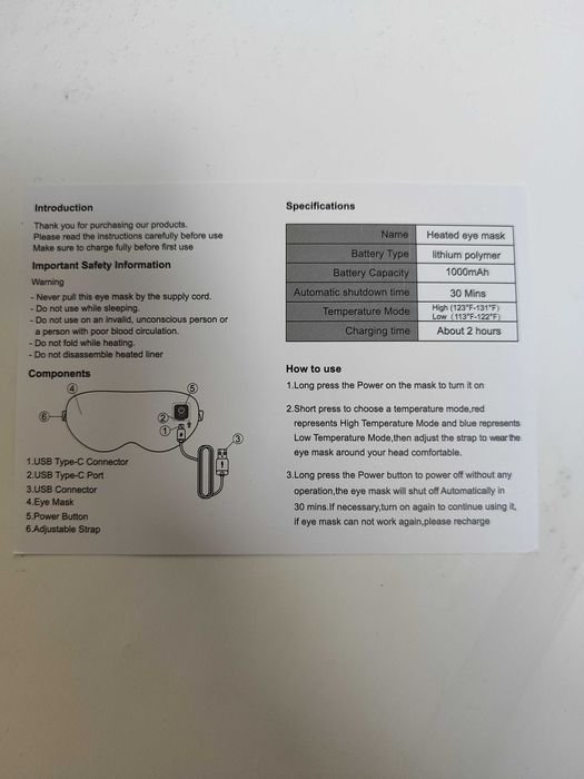 Grzejąco-Chłodząca Maska na Oczy Odprężająca USB