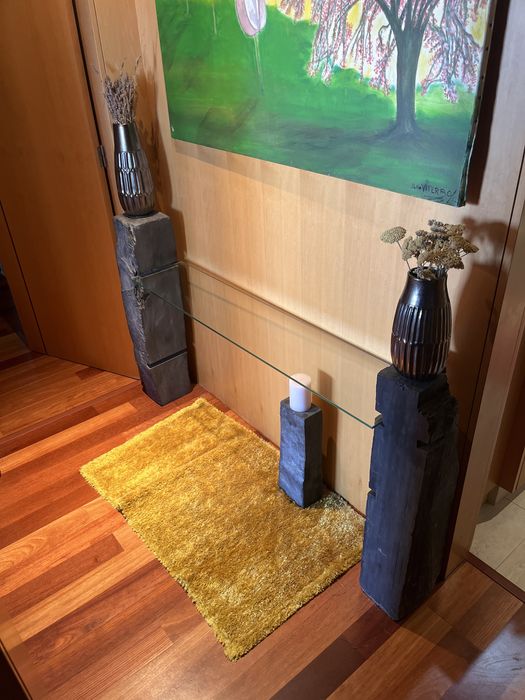 Mesa com  2 pedras em ardosia  e viddro