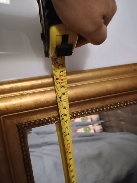 Lustro wiszące ścienne 140 x 50 solidne złote