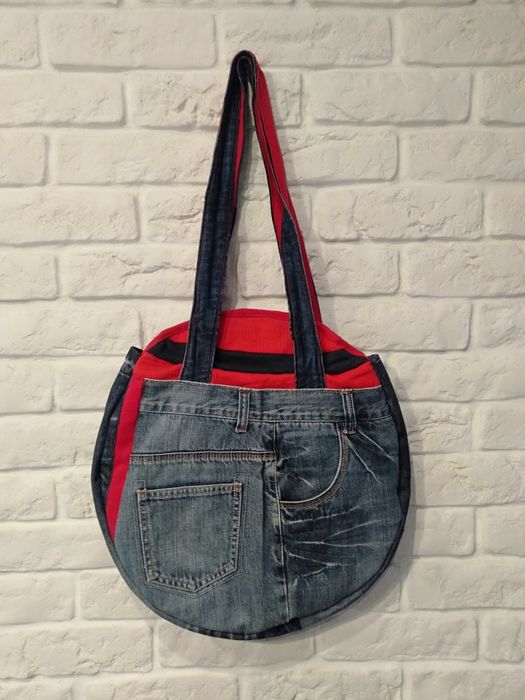 Torba na ramię kratkowo handmade